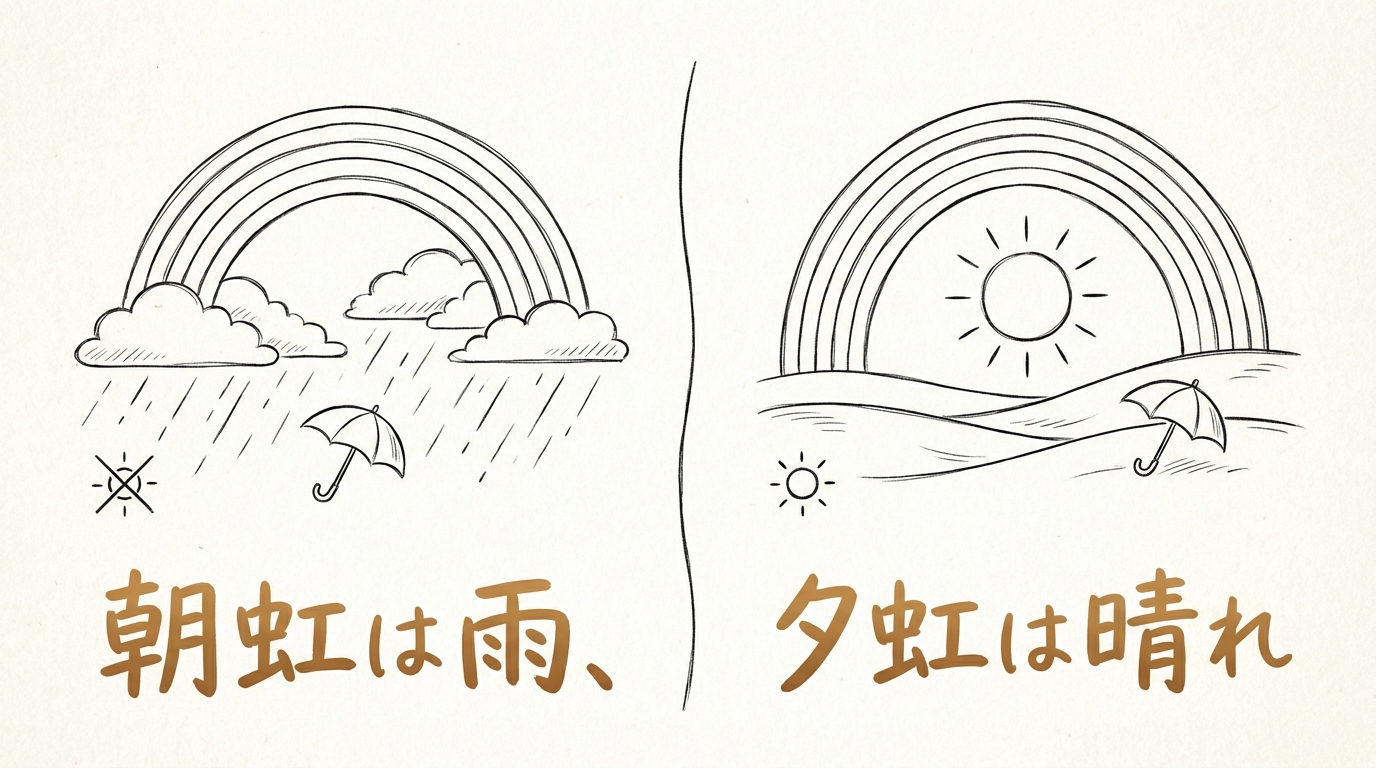 「朝虹は雨、夕虹は晴れ」の意味や由来とは？例文でわかりやすく解説！