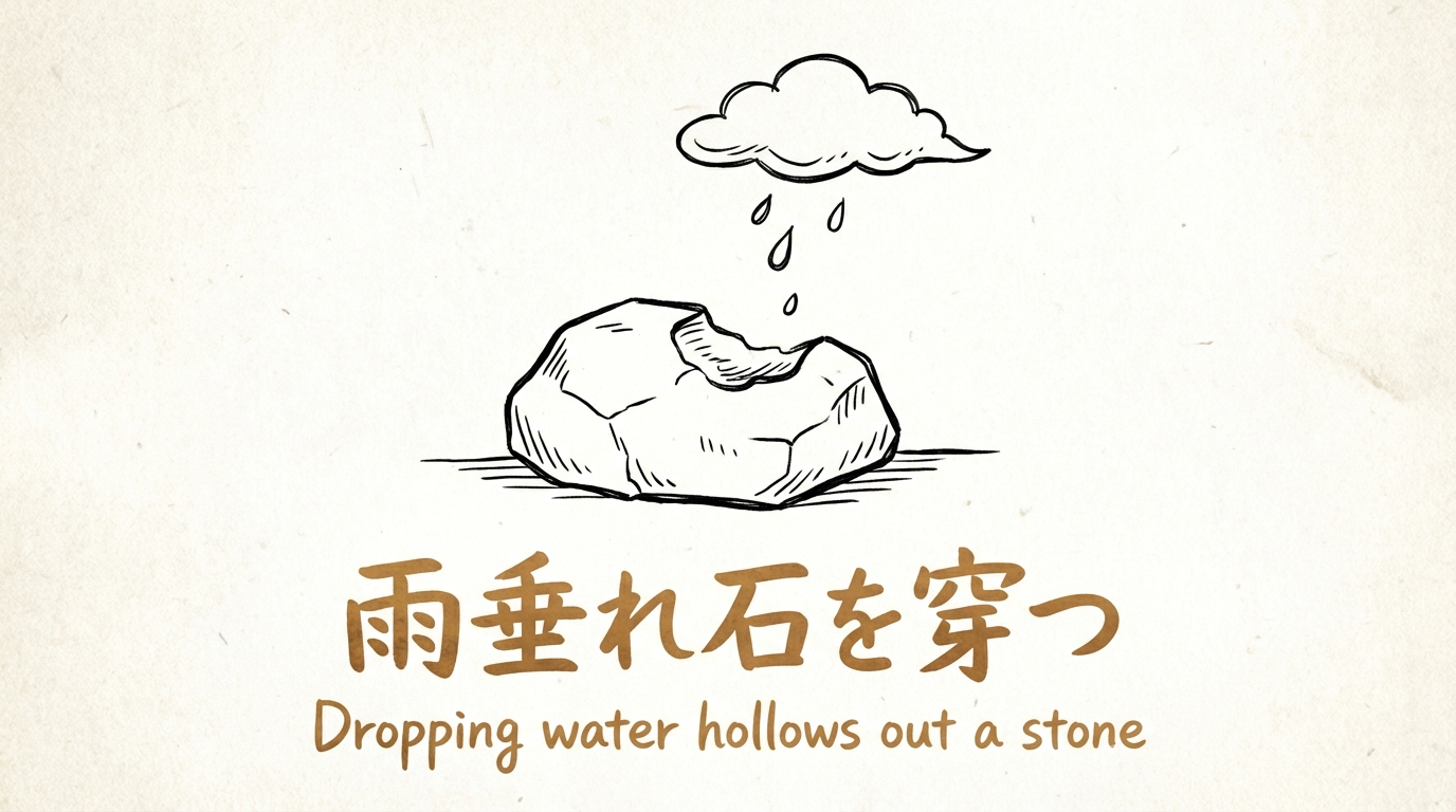 「雨垂れ石を穿つ」の意味や由来とは?例文でわかりやすく解説!