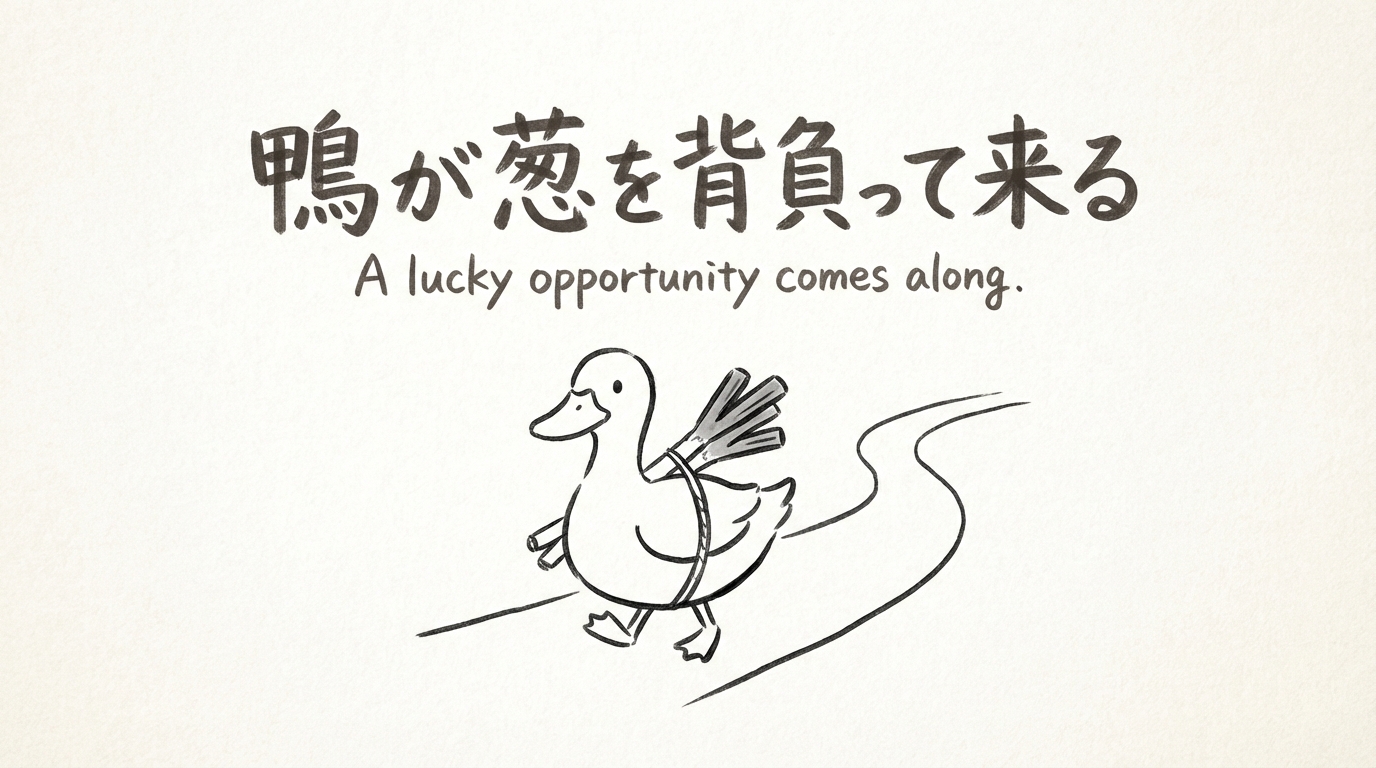 「鴨が葱を背負って来る」の意味や由来とは?例文でわかりやすく解説!